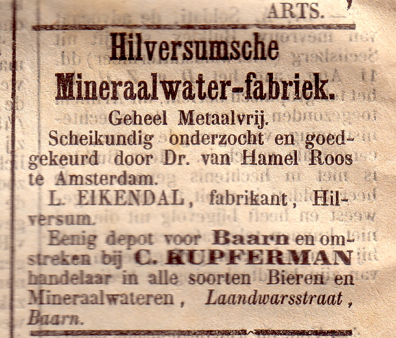 C. Kupferman, depot Hilversumsche Mineraalwater-fabriek