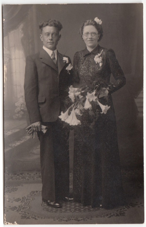 Herman van Egdom en Trijntje Tetje Cornelisje Beukema, trouwfoto