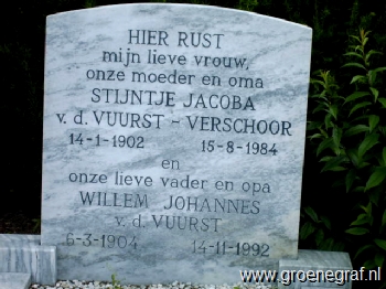 Grafmonument grafsteen Willem Johannes van der Vuurst