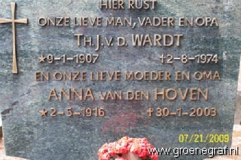 Grafmonument grafsteen Theodorus Johannes van der Wardt