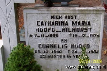 Grafmonument grafsteen Catharina Maria  Hilhorst