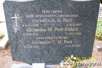 Grafmonument grafsteen Cornelis Hermanus Bartholomeus  Post