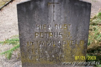 Grafmonument grafsteen Petrus Johannes van Hamersveld