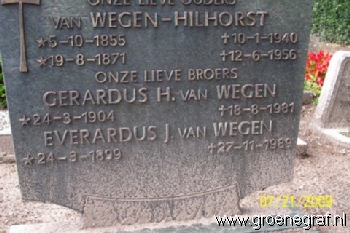 Grafmonument grafsteen Everardus Johannes van Wegen