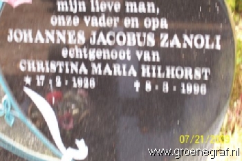Grafmonument grafsteen Johannes Jacobus  Zanoli