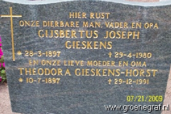 Grafmonument grafsteen Gijsbertus Joseph  Gieskens