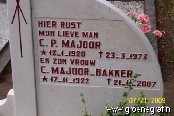 Grafmonument grafsteen Cornelis Pieter  Majoor