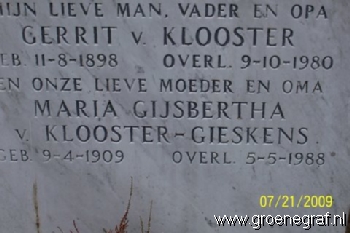 Grafmonument grafsteen Gerrit van Klooster