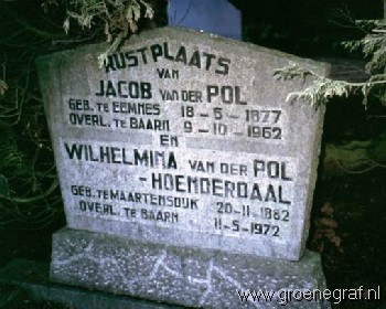 Grafmonument grafsteen Wilhelmina  Hoenderdaal
