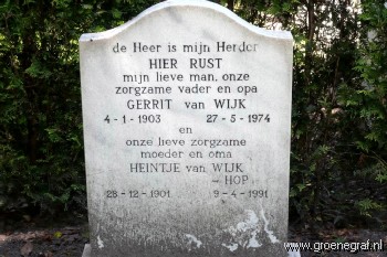 Grafmonument grafsteen Gerrit van Wijk