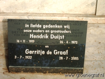 Grafmonument grafsteen Hendrik  Duijst