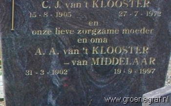 Grafmonument grafsteen Cornelis Johannes van 't Klooster