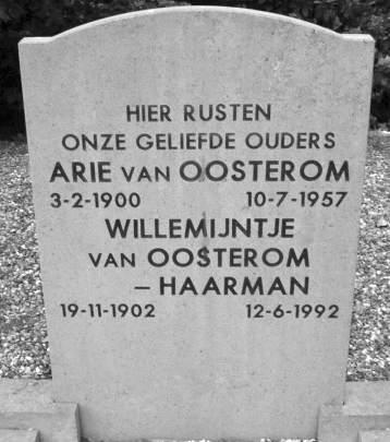 Grafmonument grafsteen Arie van Oosterom