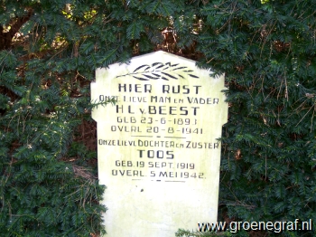 Grafmonument grafsteen Hendrik Leendert van Beest