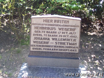 Grafmonument grafsteen Hendrikus  Wegerif