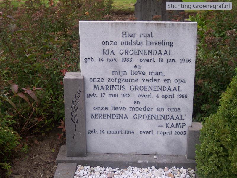 Grafmonument grafsteen Hendrika Johanna  Groenendaal