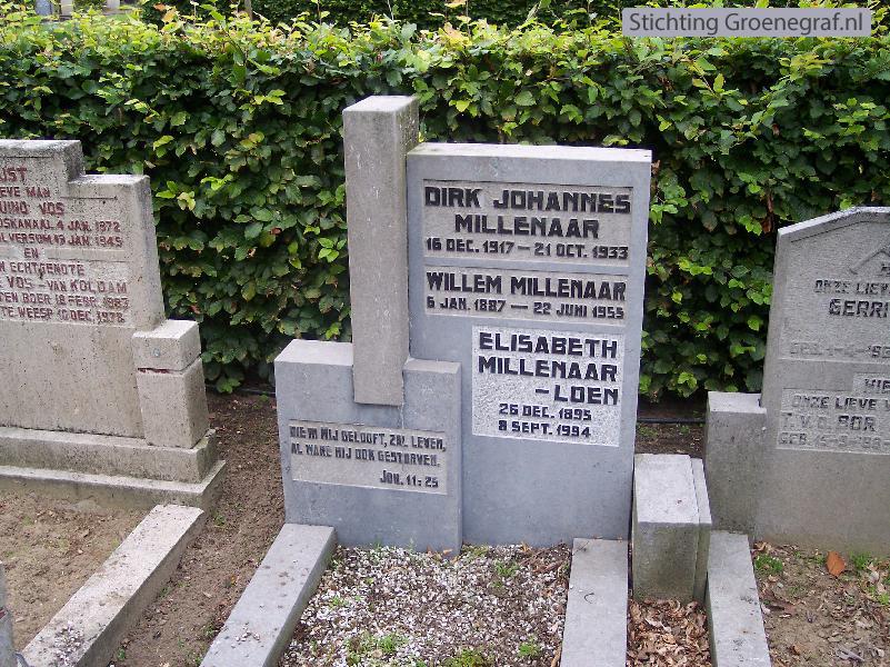 Grafmonument grafsteen Dirk Johannes   Millenaar