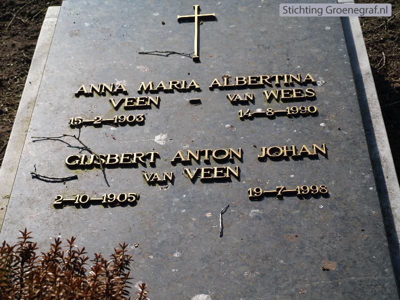 Grafmonument grafsteen Anna Maria Albertina van Wees