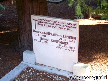 Grafmonument grafsteen Gerben  Koopmans