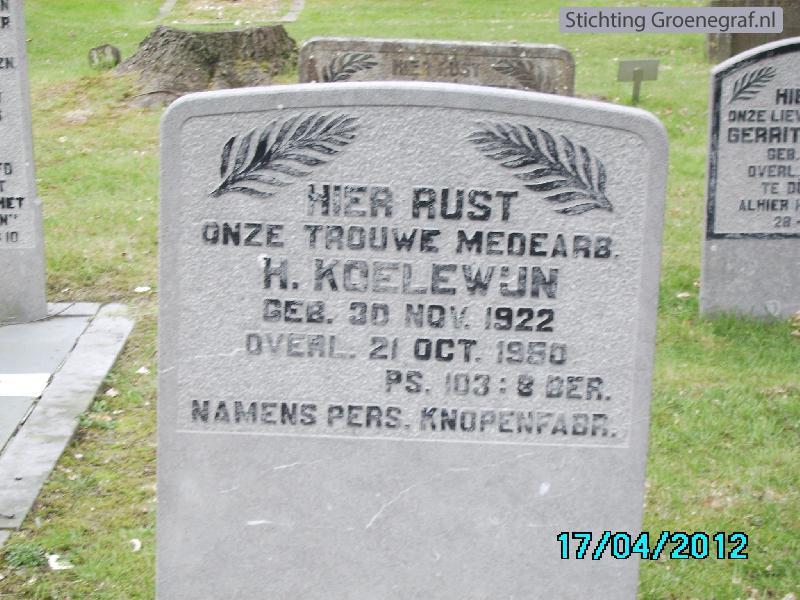 Grafmonument grafsteen Hendrik  Koelewijn