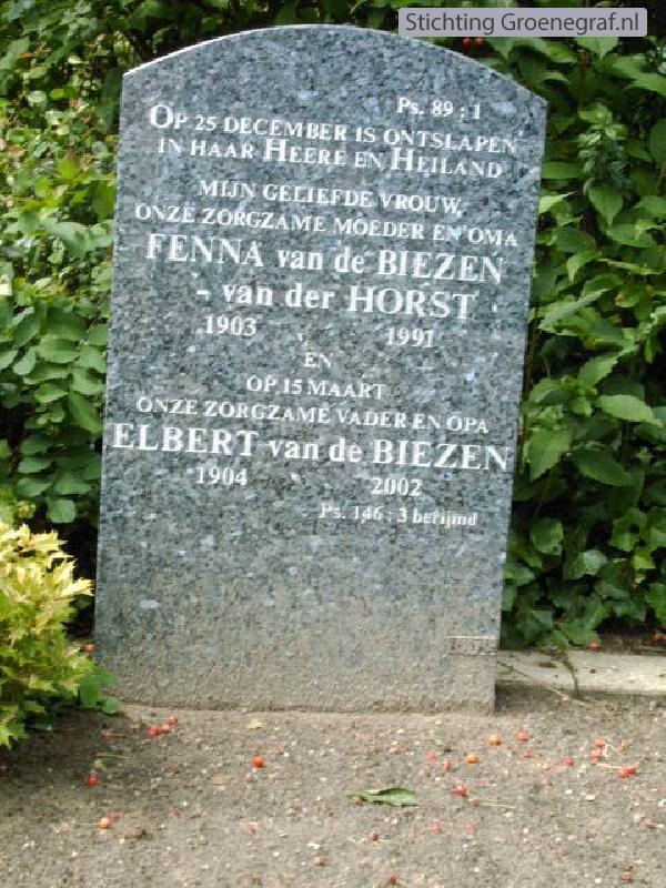 Grafmonument grafsteen Fenna van der Horst