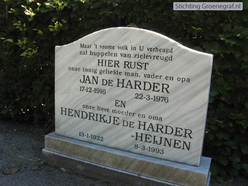 Grafmonument grafsteen Jan de Harder