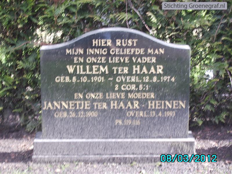 Grafmonument grafsteen Willem ter Haar