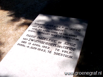 Grafmonument grafsteen Johan Aldolph de Jonge van Zwijnsbergen
