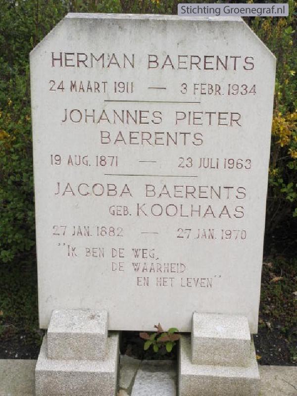 Grafmonument grafsteen Hermanus  Baerents