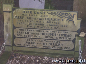 Grafmonument grafsteen Jacob Jan van der Heiden