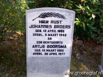 Grafmonument grafsteen Johannes  Broers