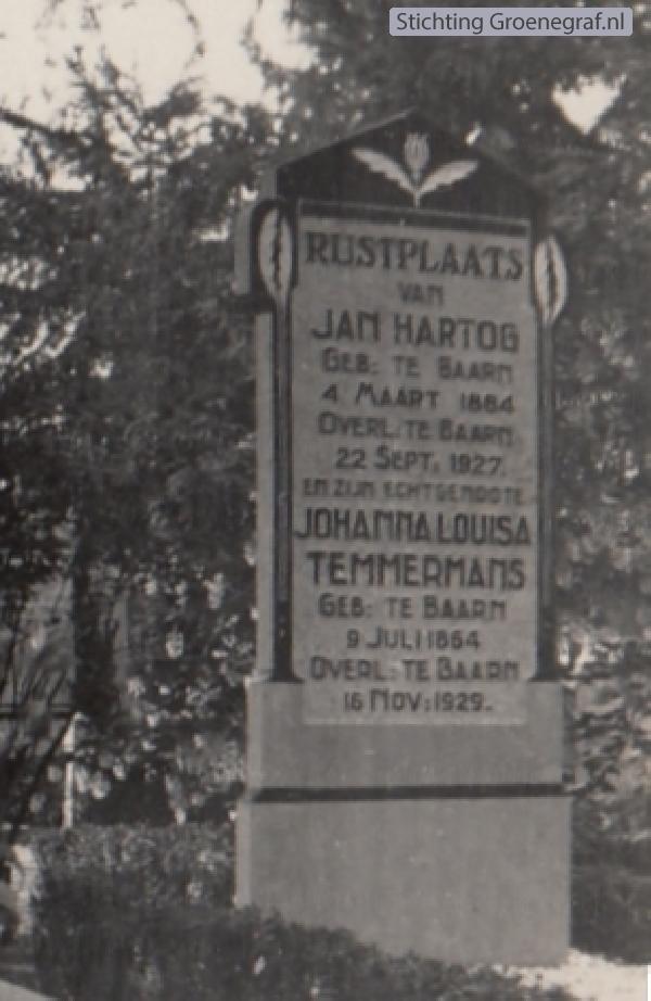 Grafmonument grafsteen Jan  Hartog