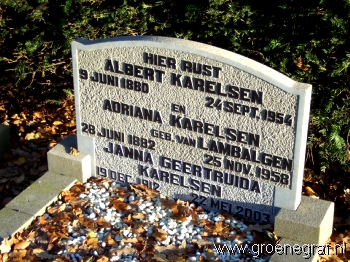 Grafmonument grafsteen Albert  Karelsen