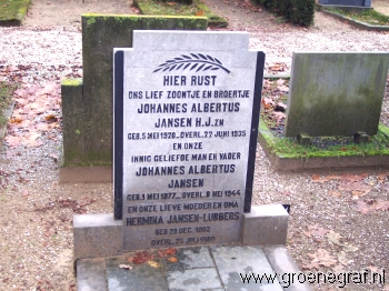 Grafmonument grafsteen Johannes Albertus  Jansen