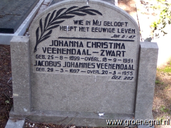Grafmonument grafsteen Johanna Christina  Zwart