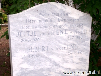 Grafmonument grafsteen Elbert van der Ent