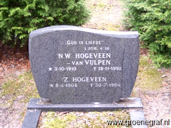 Grafmonument grafsteen Neeltje Willemina van Vulpen