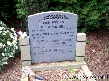 Grafmonument grafsteen Johanna Maria Wilhelmina van Mill