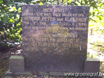 Grafmonument grafsteen Hendrik Peter van Klingeren