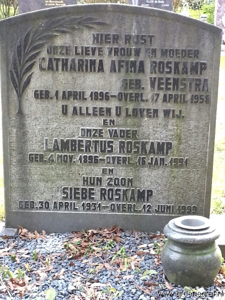 Grafmonument grafsteen Lambertus  Roskamp