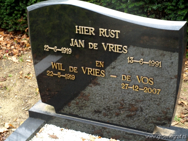 Grafmonument grafsteen Jan de Vries