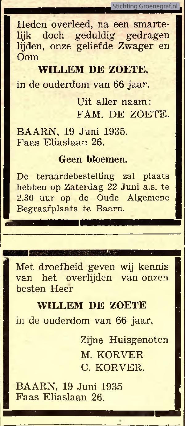 Afbeelding bij Willem de Zoete