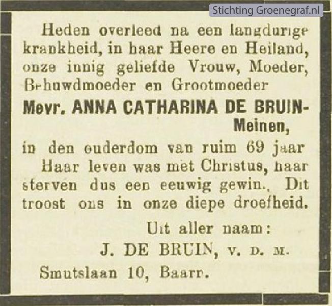 Overlijdensscan Anna Catharina  Meinen