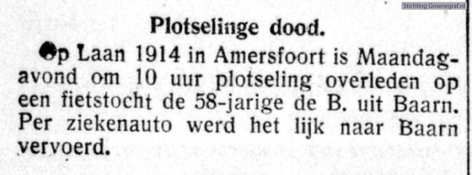 Overlijdensscan Hendrik de Boer