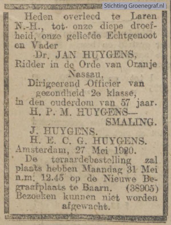 Overlijdensscan Jan  Huijgens