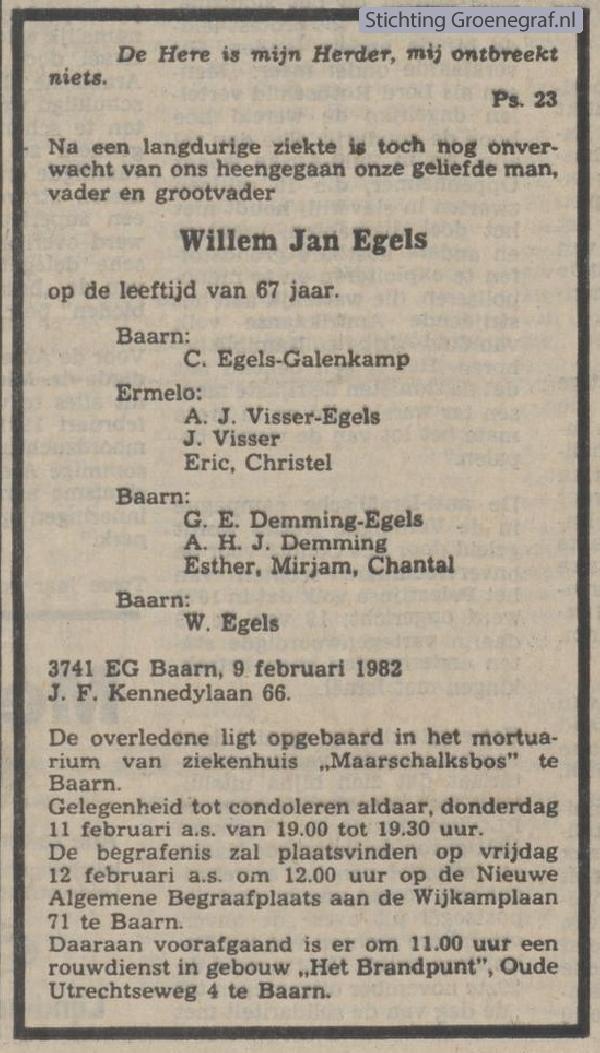 Overlijdensscan Willem Jan  Egels