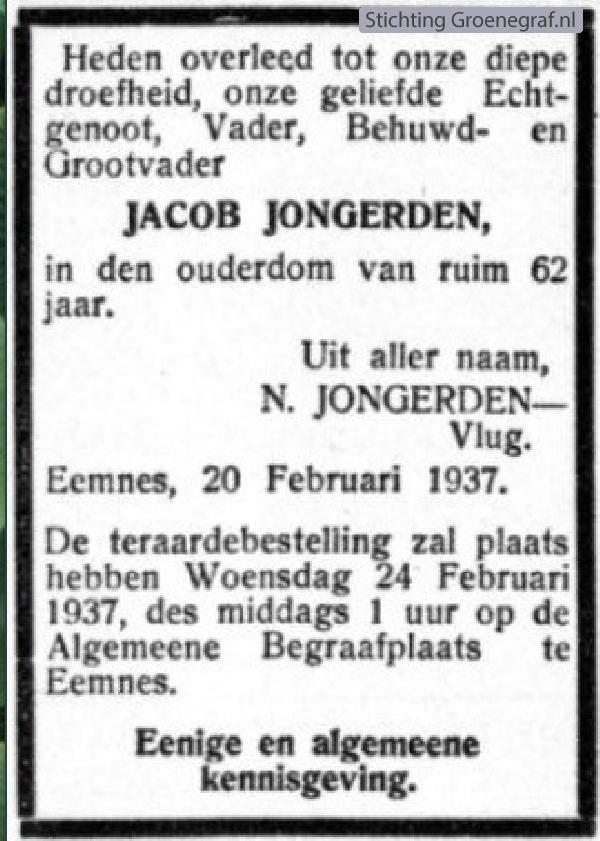 Overlijdensscan Jacob  Jongerden