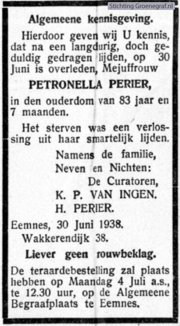 Afbeelding bij Petronella  Perier