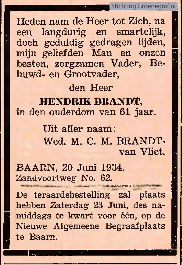 Overlijdensscan Hendrik  Brandt