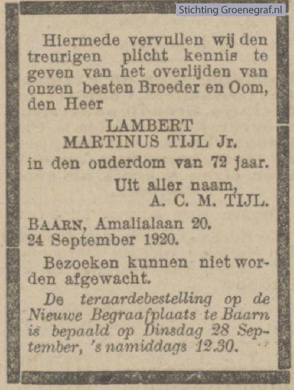 Overlijdensscan Lambert Martinus  Tijl